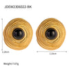 Wholesale Retro Coil Earrings For Women Inlaid With Black Agate Geometric Pattern Electroplated