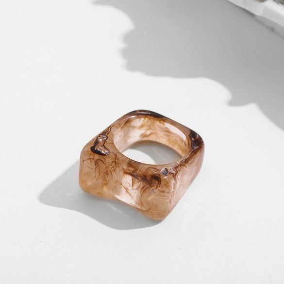 Wholesale Retro Color Resin Ring With Geometric Design For Women