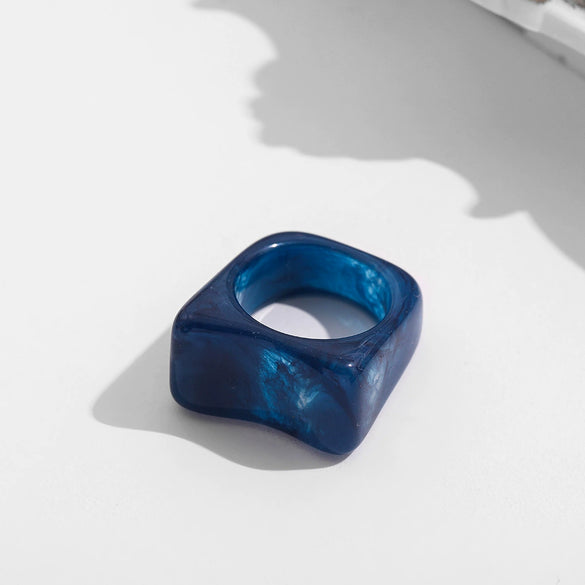 Wholesale Retro Color Resin Ring With Geometric Design For Women