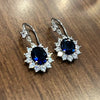 Wholesale Retro Color Treasure Earrings Copper Flower Simulation Sapphire