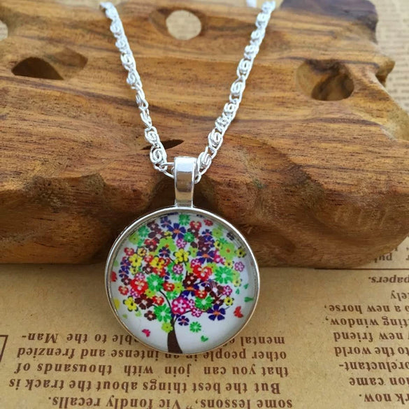 Wholesale Retro Copper Plastic Resin Leaves Life Tree Necklace Sweater Chain