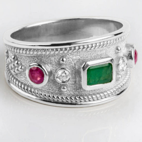 Wholesale Retro Court Wide Plate Alloy Ring With Zircon And 18K Gold Plated Electroplating For Men