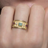 Wholesale Retro Court Wide Plate Alloy Ring With Zircon And 18K Gold Plated Electroplating For Men