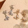 Wholesale Retro Creative Animal Zodiac Stainless Steel 18K Gold Plated Pearl Zircon Stitching Butterfly Earrings For Women