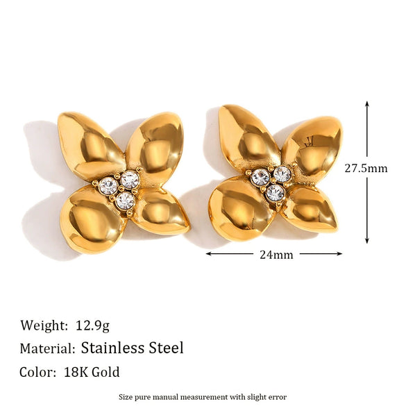 Wholesale Retro Creative Stainless Steel 18K Gold Plated Snail Tassel Flower Earrings For Women With Geometric Pattern And Electroplating Treatment
