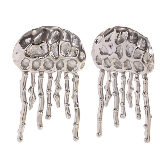 Wholesale Retro Creative Stainless Steel 18K Gold Plated Snail Tassel Flower Earrings For Women With Geometric Pattern And Electroplating Treatment