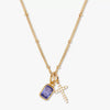Wholesale Retro Cross Birthstone Necklace For Women Copper Mixed Gemstone Setting Electroplated