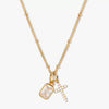Wholesale Retro Cross Birthstone Necklace For Women Copper Mixed Gemstone Setting Electroplated