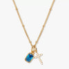 Wholesale Retro Cross Birthstone Necklace For Women Copper Mixed Gemstone Setting Electroplated