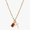 Wholesale Retro Cross Birthstone Necklace For Women Copper Mixed Gemstone Setting Electroplated