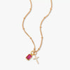 Wholesale Retro Cross Birthstone Necklace For Women Copper Mixed Gemstone Setting Electroplated