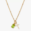 Wholesale Retro Cross Birthstone Necklace For Women Copper Mixed Gemstone Setting Electroplated