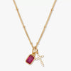 Wholesale Retro Cross Birthstone Necklace For Women Copper Mixed Gemstone Setting Electroplated