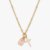 Wholesale Retro Cross Birthstone Necklace For Women Copper Mixed Gemstone Setting Electroplated