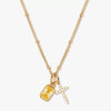 Wholesale Retro Cross Birthstone Necklace For Women Copper Mixed Gemstone Setting Electroplated