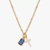 Wholesale Retro Cross Birthstone Necklace For Women Copper Mixed Gemstone Setting Electroplated