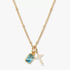 Wholesale Retro Cross Birthstone Necklace For Women Copper Mixed Gemstone Setting Electroplated