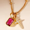 Wholesale Retro Cross Birthstone Necklace For Women Copper Mixed Gemstone Setting Electroplated