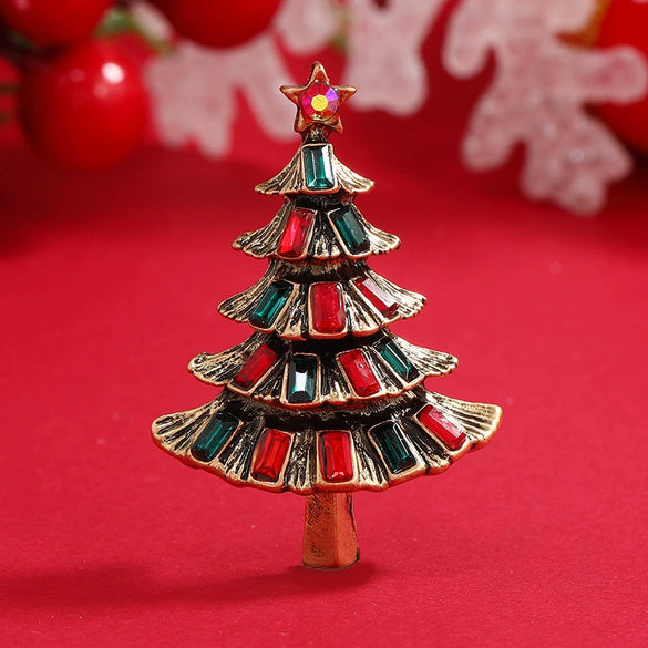 Wholesale Retro Crystal Christmas Tree Brooches For Women Jewelry Accessories