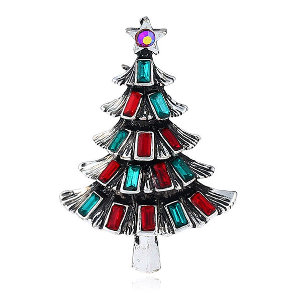 Wholesale Retro Crystal Christmas Tree Brooches For Women Jewelry Accessories