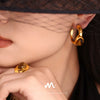 Wholesale Retro Cshaped Tiger Eye Stone 316L Stainless Steel Pvd Electroplated Earrings