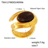Wholesale Retro Cshaped Tiger Eye Stone 316L Stainless Steel Pvd Electroplated Earrings