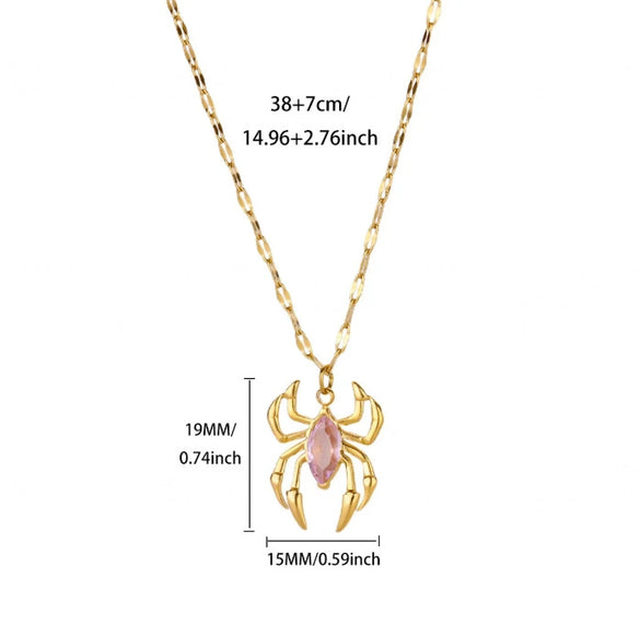 Wholesale Retro Dark Gothic Style Spider Stainless Steel Electroplated Pendant Necklace Unisex