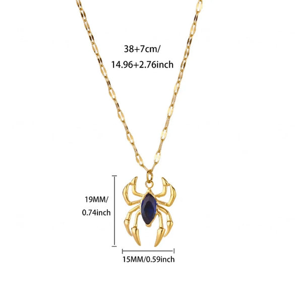 Wholesale Retro Dark Gothic Style Spider Stainless Steel Electroplated Pendant Necklace Unisex