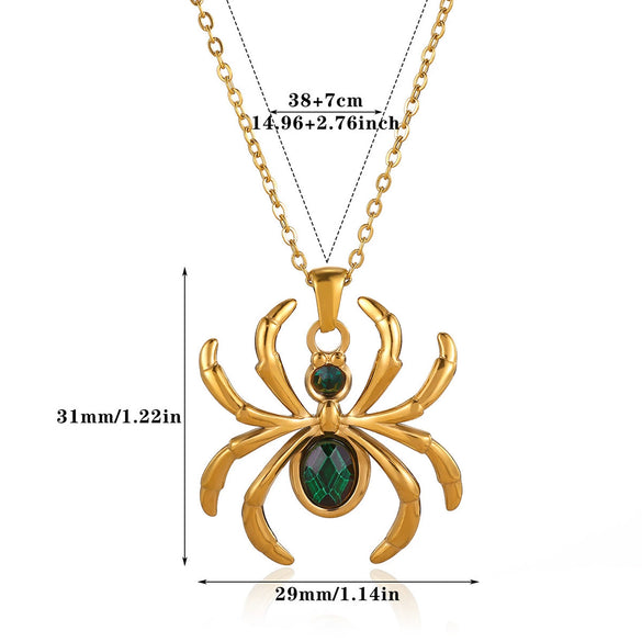 Wholesale Retro Dark Gothic Style Spider Stainless Steel Electroplated Pendant Necklace Unisex
