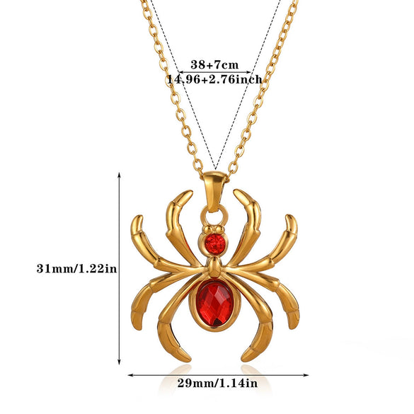 Wholesale Retro Dark Gothic Style Spider Stainless Steel Electroplated Pendant Necklace Unisex