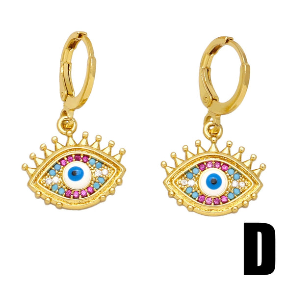 Wholesale Retro Devil's Eye Earrings For Women Copper Geometric Style