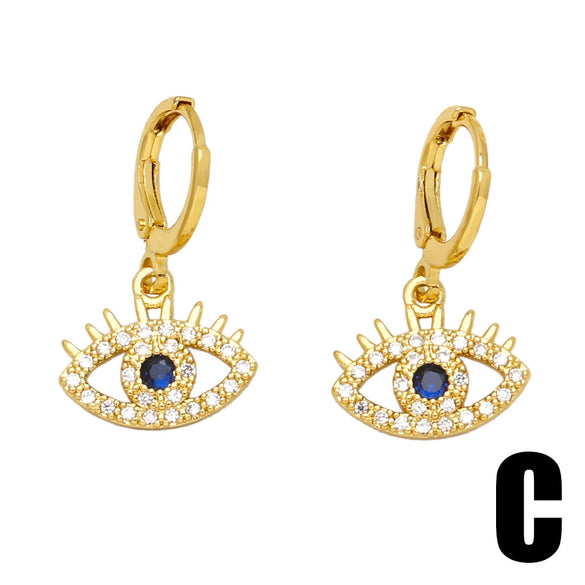Wholesale Retro Devil's Eye Earrings For Women Copper Geometric Style
