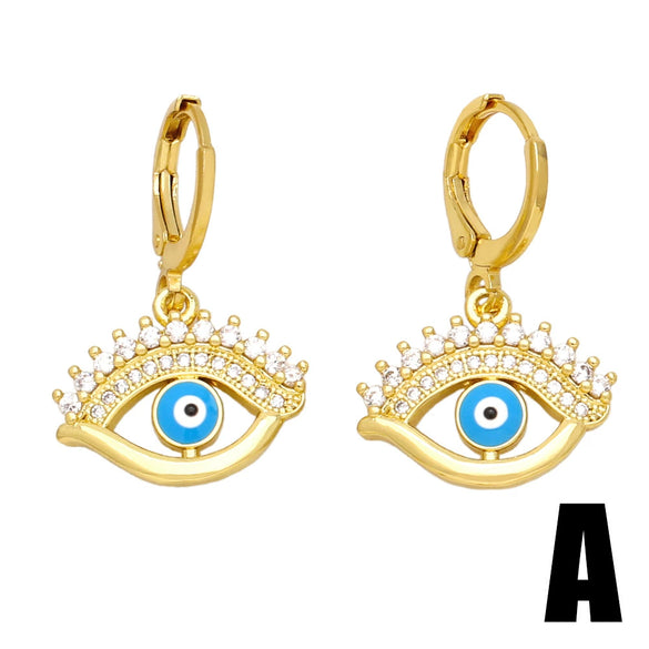 Wholesale Retro Devil's Eye Earrings For Women Copper Geometric Style