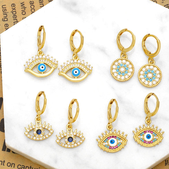 Wholesale Retro Devil's Eye Earrings For Women Copper Geometric Style