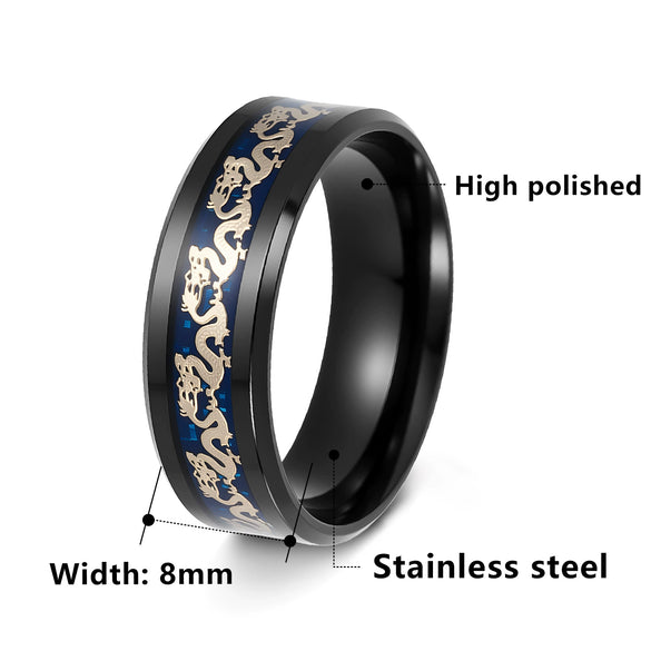 Wholesale Retro Dragon Zodiac Animal Style Titanium Steel Ring With Electroplating