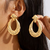 Wholesale Retro Drop Shaped Pleated Geometric Oval Triangle Earrings For Women Made Of Iron With Electroplating