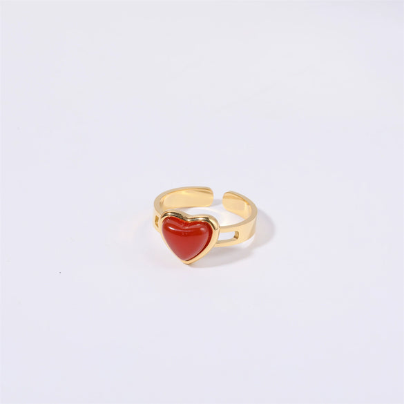 Wholesale Retro Electroplated Heart Shape Titanium Steel Ring For Women