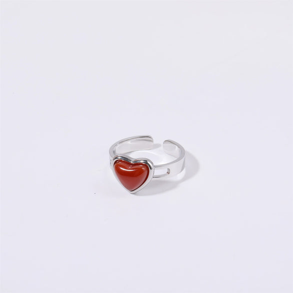 Wholesale Retro Electroplated Heart Shape Titanium Steel Ring For Women