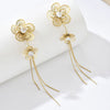 Wholesale Retro Elegant Flower Tassel Stainless Steel Gold Plated Earrings With Hollow Design Inlaid Zircon For Women Featuring Animal And Zodiac Patterns