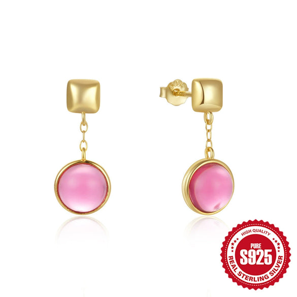 Wholesale Retro Elegant Geometric Round Love Tassel S925 Sterling Silver Earrings With Electroplating
