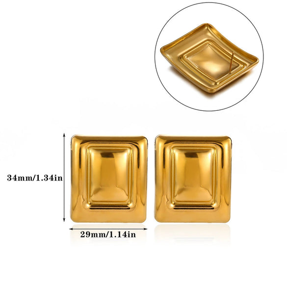 Wholesale Retro Elegant Highend Women's Gold Plated Stainless Steel Heart Sun Flower Geometric Round Earrings