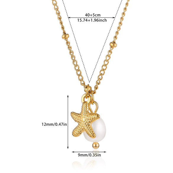 Wholesale Retro Elegant Ocean Style Pearl Shell Koi Conch Pendant Necklace For Women With Gold Plated Titanium Steel And O Word Chain Featuring Animal Zodiac Patterns