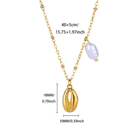 Wholesale Retro Elegant Ocean Style Pearl Shell Koi Conch Pendant Necklace For Women With Gold Plated Titanium Steel And O Word Chain Featuring Animal Zodiac Patterns