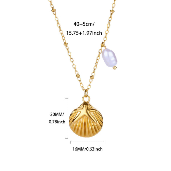 Wholesale Retro Elegant Ocean Style Pearl Shell Koi Conch Pendant Necklace For Women With Gold Plated Titanium Steel And O Word Chain Featuring Animal Zodiac Patterns