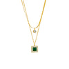 Wholesale Retro Elegant Square Pendant Double Layer Chain Necklace For Women Titanium Steel Geometric Pattern Electroplated