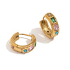 Wholesale Retro Elegant Women's Stainless Steel 18K Gold Plated Geometric Micro Inlaid Water Drop Zircon Earrings