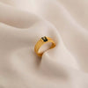 Wholesale Retro Emerald Zircon Cz Geometric Stainless Steel Electroplated Ring For Women