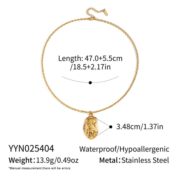 Wholesale Retro Exaggerated Abstract Face Pendant Necklace For Women Geometric Stainless Steel 18K Real Gold Plated