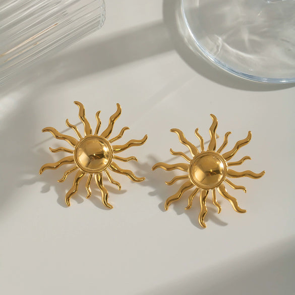 Wholesale Retro Exaggerated Geometric Titanium Steel Earrings With Pvd Vacuum Real Gold Electroplating