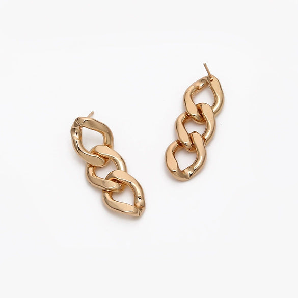 Wholesale Retro Exaggerated Gold Chain Earrings Alloy Electroplated Geometric Style For Women